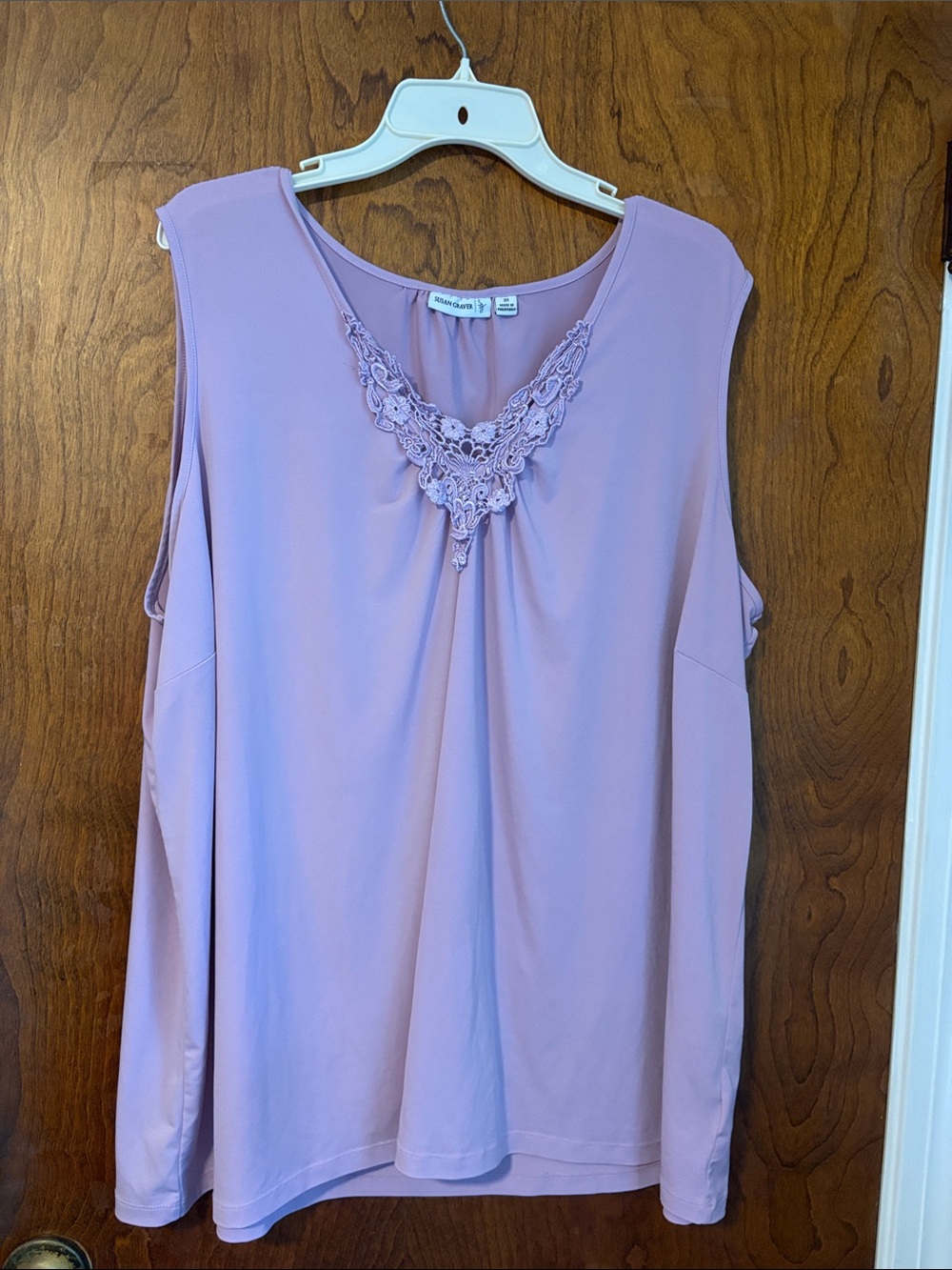 Susan Graver Lavender Lace-Trim Sleeveless Camisole